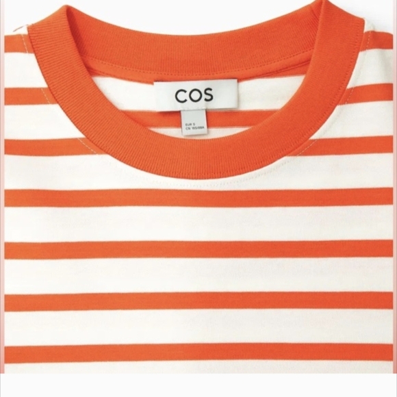 COS Long Sleeve Top in Orange and White Stripes - Picture 2 of 6